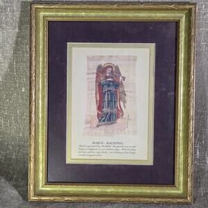 Carol McCrady March Angel Month 11.5" x 9.5" Gold Frame Signed Birthday Month